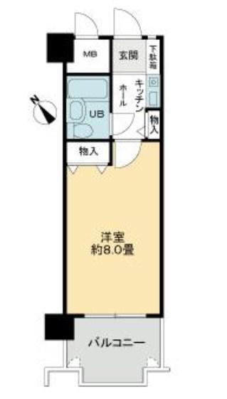 ライオンズマンション神戸西橘通(1K/1階)の間取り写真