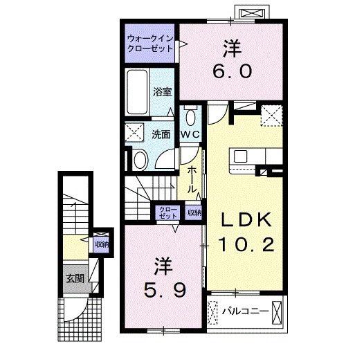 マイン フリーデン(2LDK/2階)の間取り写真