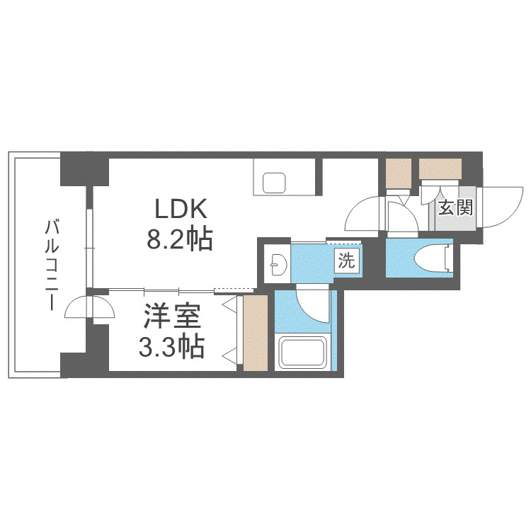 ネベル札幌 LEGEND CORE(1LDK/4階)の間取り写真