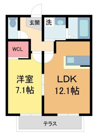 パークサイド夙川(1LDK/1階)の間取り写真