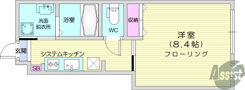 翠月荘 つむぎ(1K/1階)の間取り写真