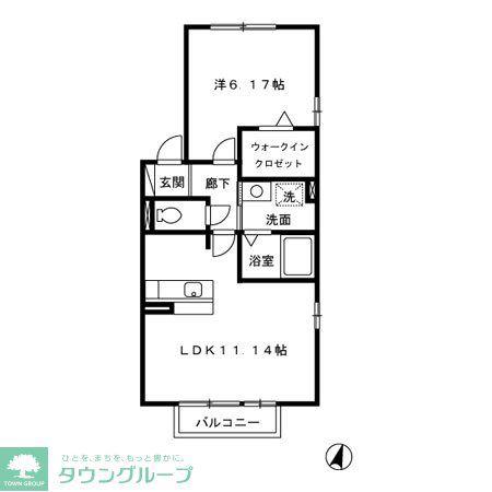 リヴェールシェソワ(1LDK/2階)の間取り写真