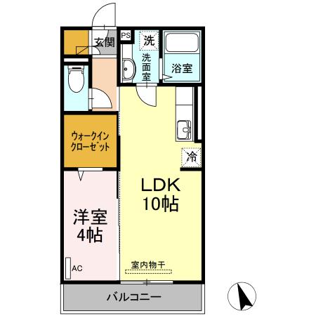 スリー・スター III号館 B(1LDK/3階)の間取り写真