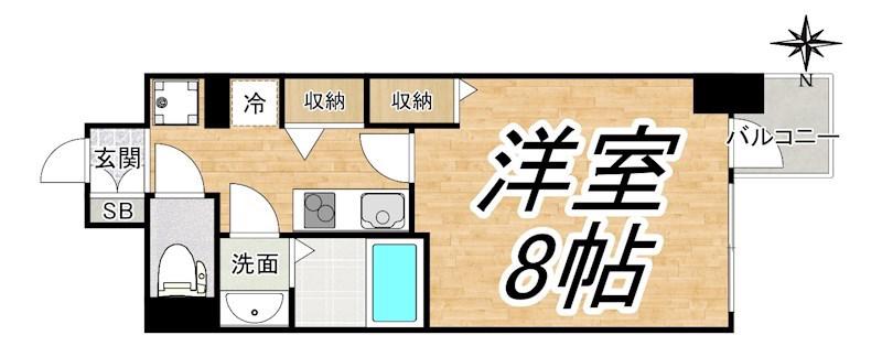 エグゼリエみなと通(1K/6階)の間取り写真