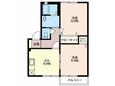 アペックスC(2DK/1階)の間取り写真
