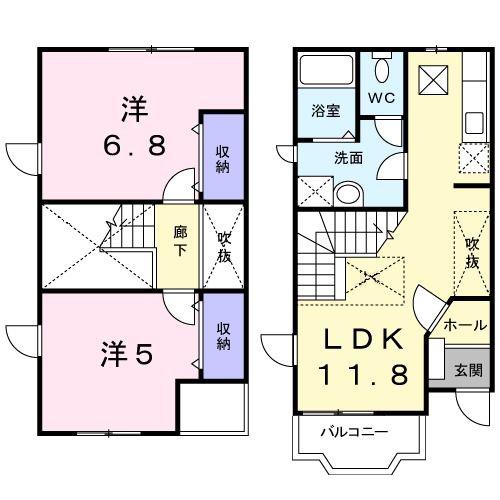 レジデンスYNK(2LDK/1階)の間取り写真