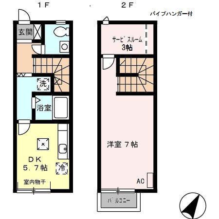 メゾネット5富士塚(1SDK/1階)の間取り写真