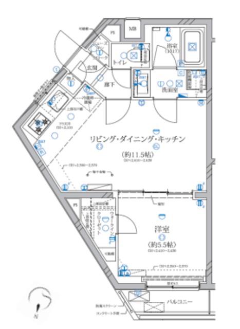 ALIVIS新江古田(1LDK/2階)の間取り写真