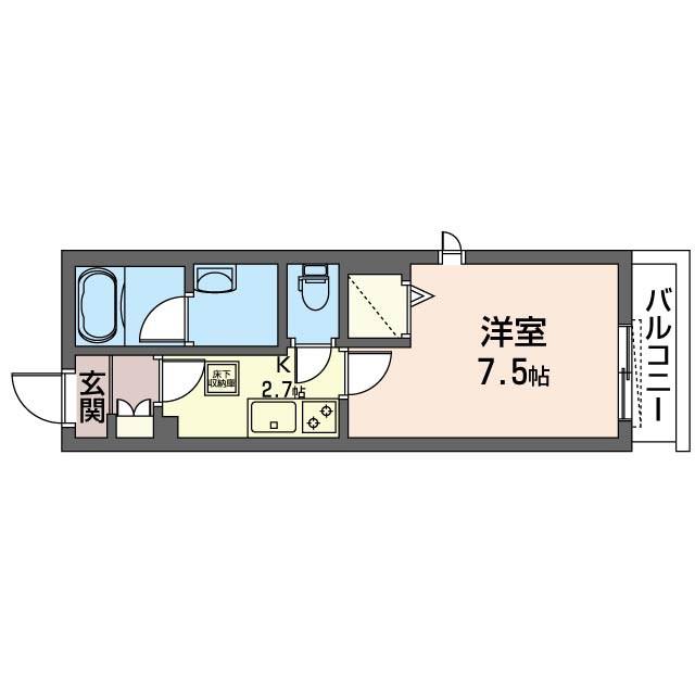 ボナクオリアXV馬橋II(1K/1階)の間取り写真
