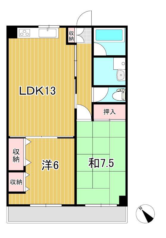アプリコット多賀(2LDK/2階)の間取り写真