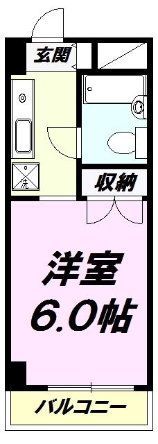 スカイコート八王子(ワンルーム/4階)の間取り写真