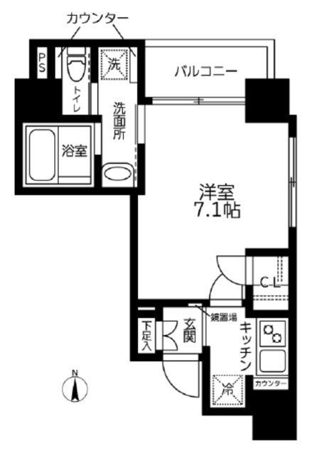 LIVECASA早稲田(1K/2階)の間取り写真