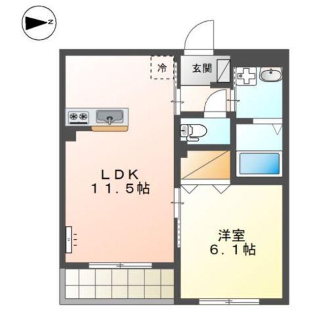 鶴見区下末吉マンション(1LDK/3階)の間取り写真