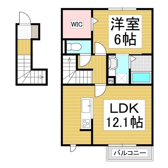 ノース FIELD(1LDK/2階)の間取り写真
