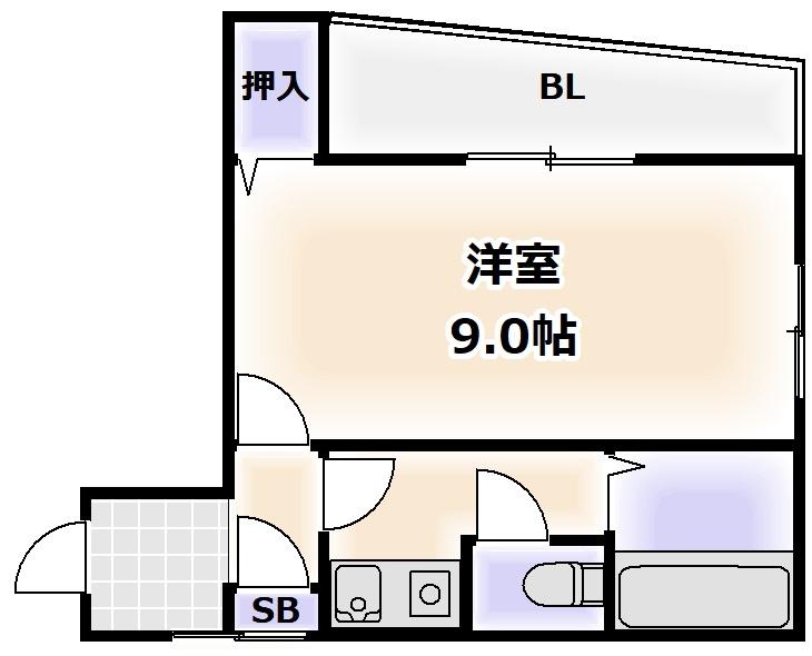 フレグランス阿倍野(1K/3階)の間取り写真
