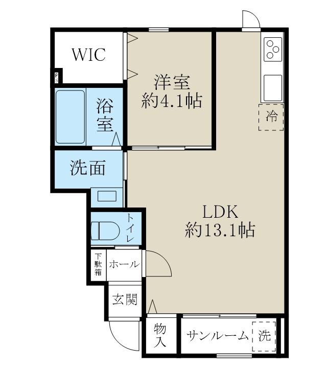 GRACE神道寺2号館(1LDK/1階)の間取り写真