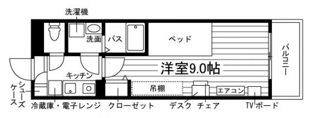 学生会館 ブラン白新(1K/3階)の間取り写真