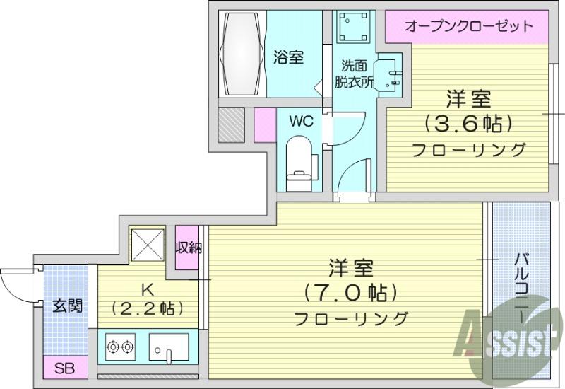 シャトレー ハピネスⅠ(2K/1階)の間取り写真
