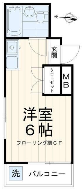 レヂオンス武蔵野(ワンルーム/2階)の間取り写真