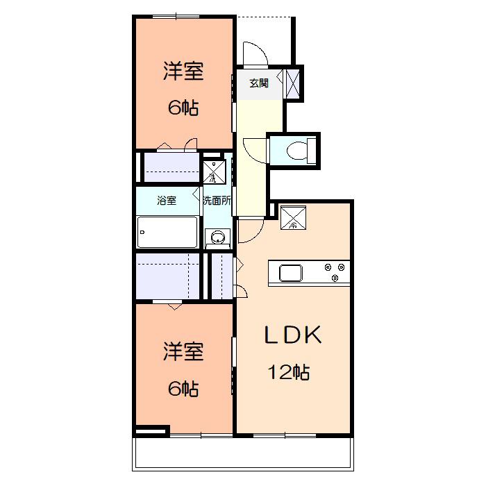 プレマヒルズ(2LDK/1階)の間取り写真