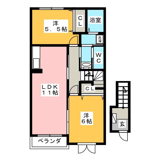 アーバンコートA(2LDK/2階)の間取り写真