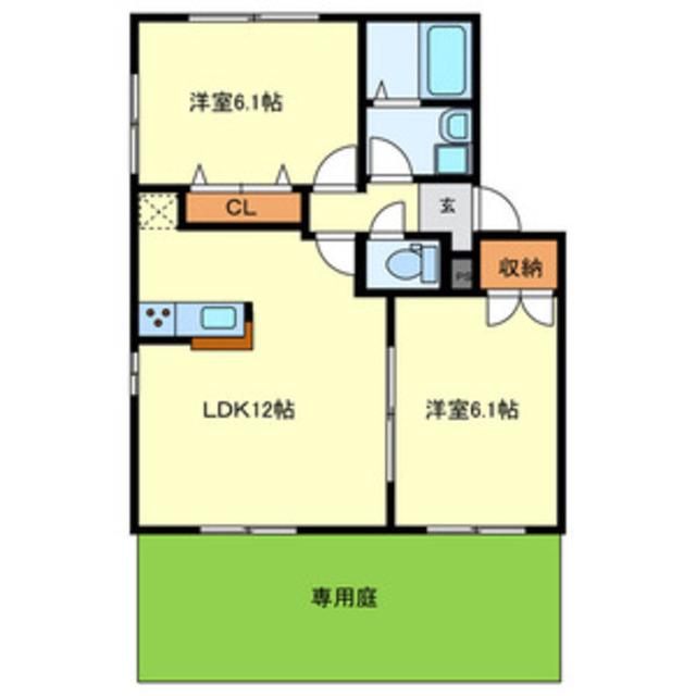 オアゼ二色I番館(2LDK/1階)の間取り写真