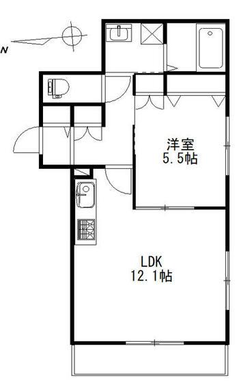カーサ ヴェルデ須賀町(1LDK/2階)の間取り写真