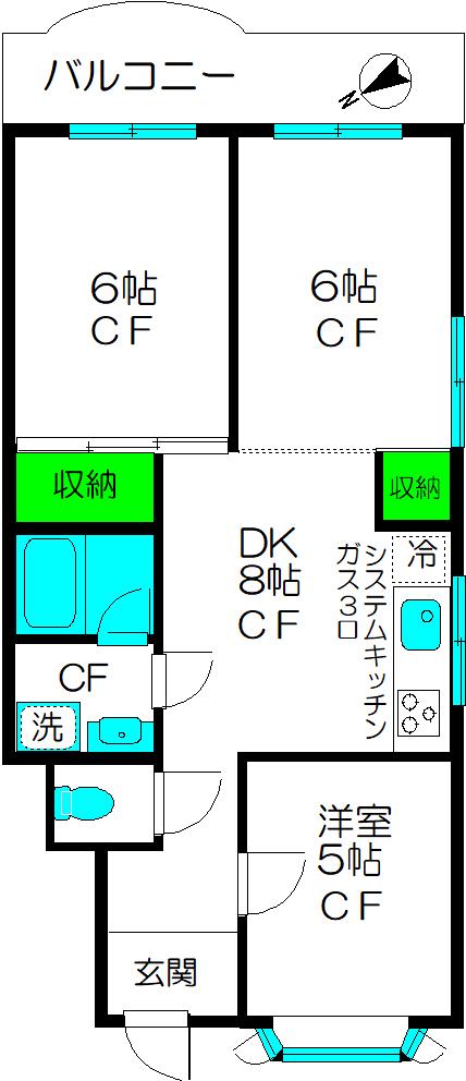 カーサデベンターナ(3DK/3階)の間取り写真