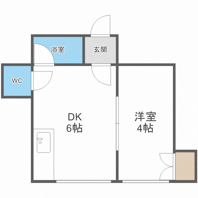 リベルテ麻生(1DK/3階)の間取り写真