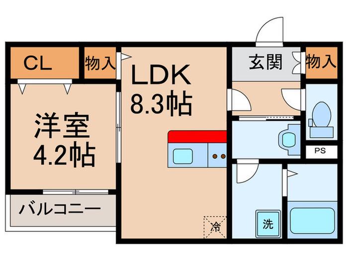 REGIES立花町(1LDK/3階)の間取り写真