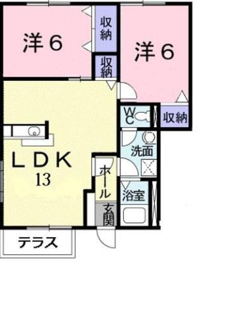 リンム緑(2LDK/1階)の間取り写真