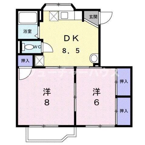 グリーンハイツA(2DK/2階)の間取り写真