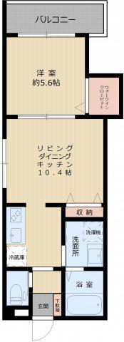 春木町K-CITY(1LDK/3階)の間取り写真