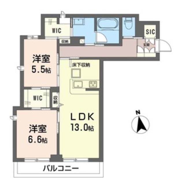 グランファミーユ登戸(2LDK/1階)の間取り写真
