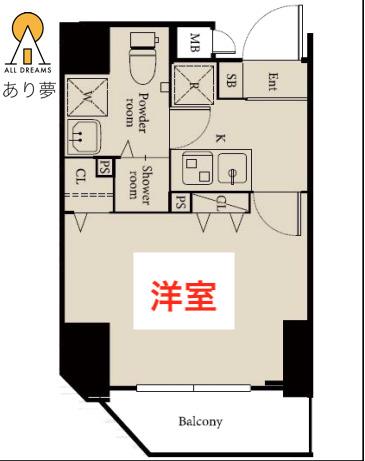 LUMEED横濱戸部(1K/6階)の間取り写真