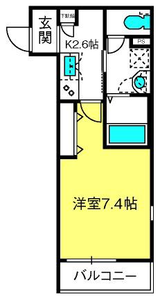 グランドアヴェニール(1K/2階)の間取り写真