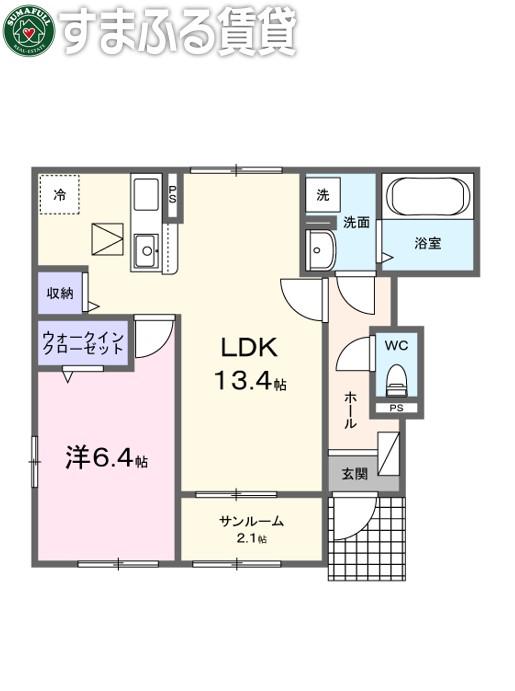 アードベッグ(1LDK/1階)の間取り写真