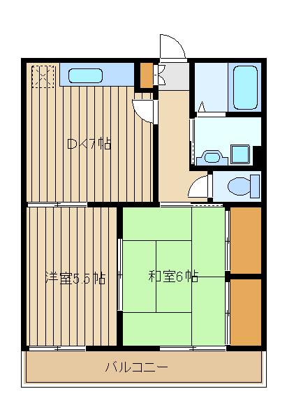 エクセル富士見台(2DK/2階)の間取り写真