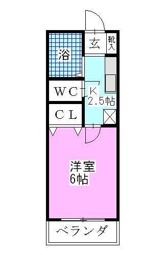 タケハイム船橋(1K/1階)の間取り写真