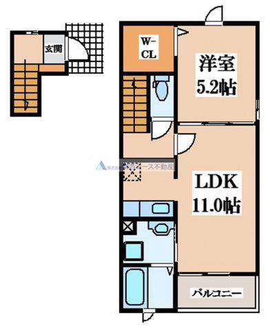 シャルマント・メゾン(1LDK/2階)の間取り写真