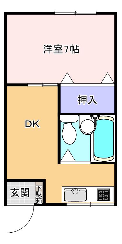 東武東上線 下赤塚駅 徒歩14分 2階建 築37年(1DK/1階)の間取り写真