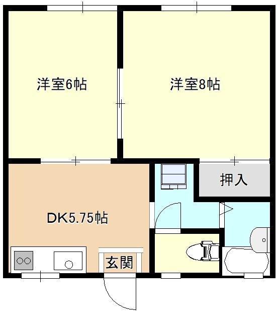 コスモスしらき(2DK/2階)の間取り写真