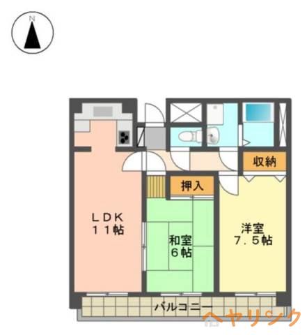 10 ハーベストヒルズ一社(2LDK/1階)の間取り写真