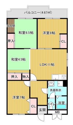 TOU真美ヶ丘(3LDK/3階)の間取り写真