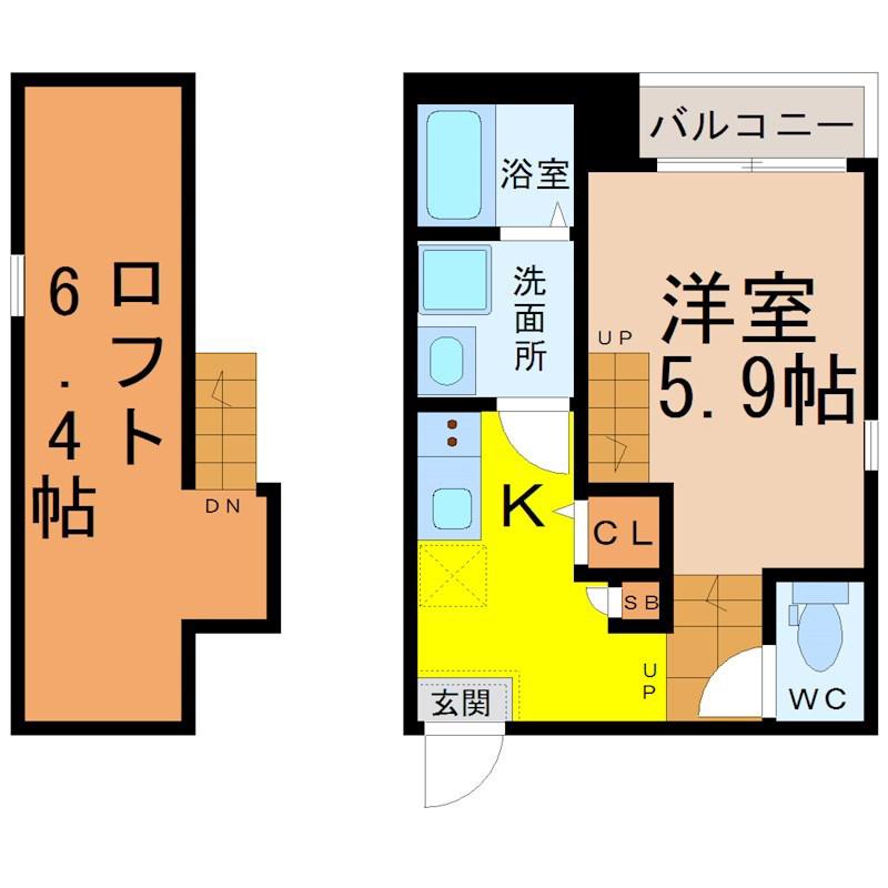 ハーモニーテラス新守山(1SK/1階)の間取り写真