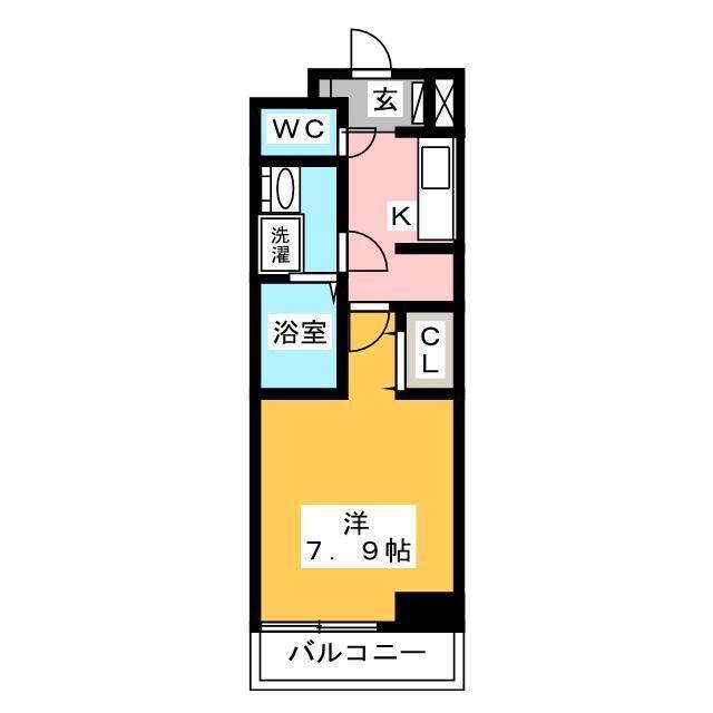 マイリー(1K/1階)の間取り写真