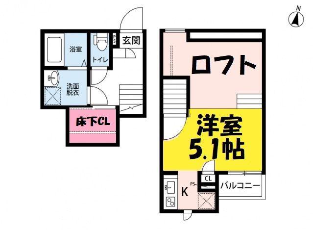 CB春日部ルーチェ(1K/1階)の間取り写真