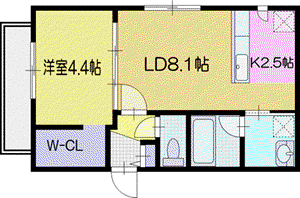 LCREATE新さっぽろ(1LDK/4階)の間取り写真
