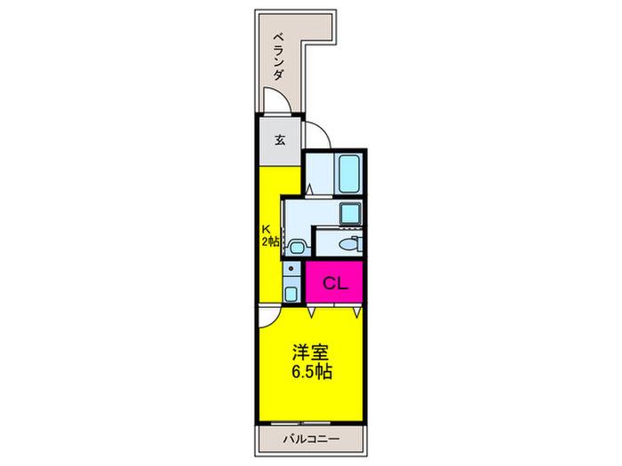 FAPART岸田堂(1K/2階)の間取り写真