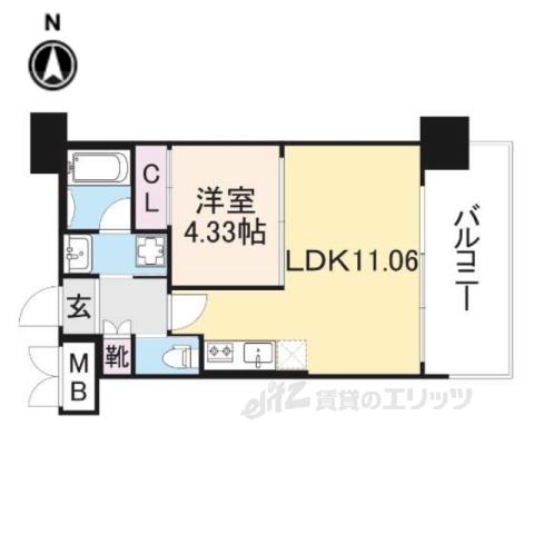 プレジオ荒本新町(1LDK/3階)の間取り写真